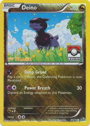 Deino (Pokemon League) [1st Place] 097/113  - Reverse Holofoil League & Championship Cards - Promo