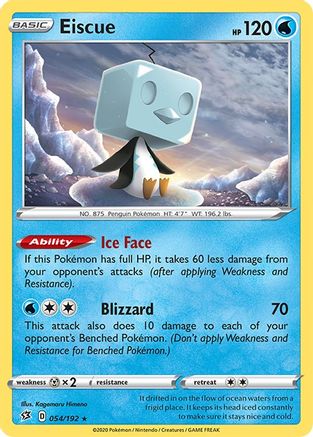 Eiscue 054/192  - Holofoil SWSH02 Rebel Clash - Holo Rare