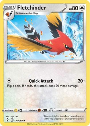 Fletchinder 139/203  SWSH07 Evolving Skies - Uncommon