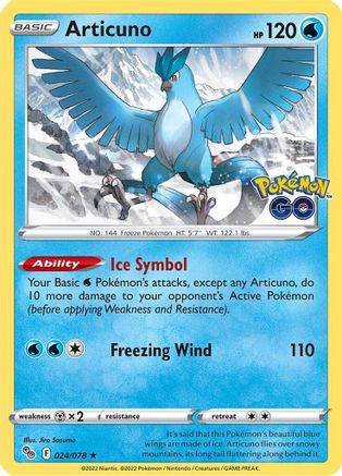 Articuno 024/078  - Reverse Holofoil Pokemon GO - Holo Rare