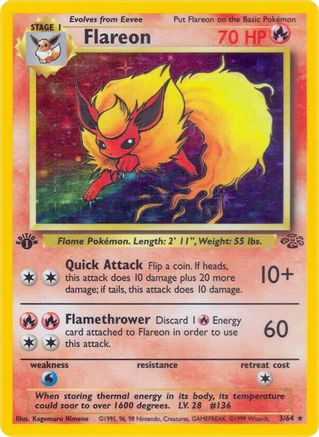 Flareon (3) (3) 003/64  - 1st Edition Holofoil Jungle - Holo Rare