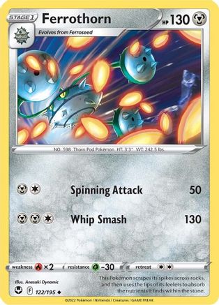 Ferrothorn 122/195  - Reverse Holofoil SWSH12 Silver Tempest - Uncommon