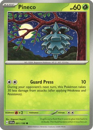 Pineco 001/198  - Reverse Holofoil SV01 Scarlet & Violet Base Set - Common