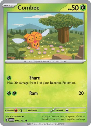 Combee 008/197  - Reverse Holofoil SV03 Obsidian Flames - Common