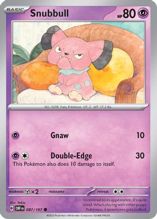 Snubbull 087/197  - Reverse Holofoil SV03 Obsidian Flames - Common