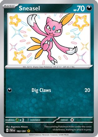 Sneasel 182/091  - Holofoil SV Paldean Fates - Shiny Rare