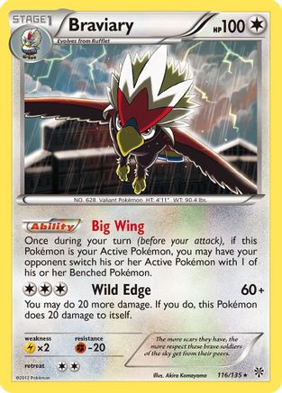 Braviary 116  - Reverse Holofoil Plasma Storm - Rare