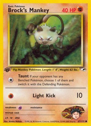 Brock's Mankey (67) (67) 067/132  - 1st Edition Gym Heroes - Common