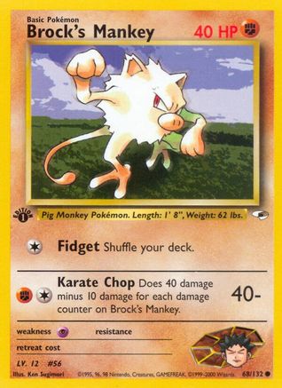 Brock's Mankey (68) (68) 068/132  - 1st Edition Gym Heroes - Common