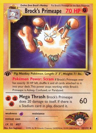 Brock's Primeape 035/132  - 1st Edition Gym Challenge - Uncommon