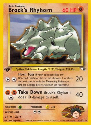 Brock's Rhyhorn (22) (22) 022/132  - 1st Edition Gym Heroes - Rare