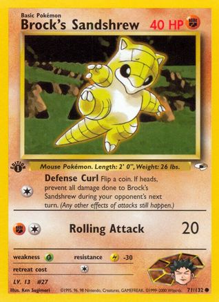 Brock's Sandshrew (71) (71) 071/132  - 1st Edition Gym Heroes - Common