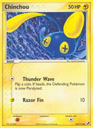 Chinchou 052/115  - Reverse Holofoil Unseen Forces - Common