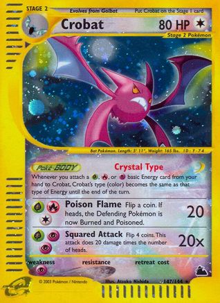 Crobat (147) (147) 147  - Reverse Holofoil Skyridge - Secret Rare