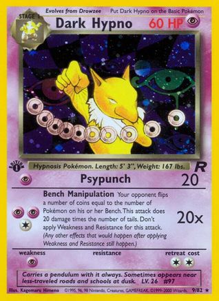 Dark Hypno (9) (9) 009/82  - 1st Edition Holofoil Team Rocket - Holo Rare