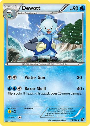 Dewott (29) (29) 029/114  - Reverse Holofoil Black and White - Uncommon