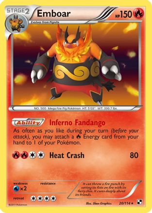 Emboar (20) (20) 020/114  - Holofoil Black and White - Holo Rare