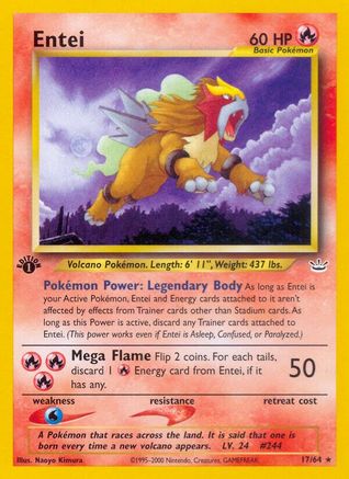 Entei (17) (17) 017/64  - 1st Edition Neo Revelation - Rare