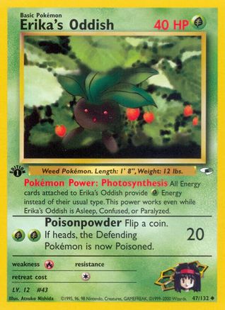 Erika's Oddish (47) (47) 047/132  - 1st Edition Gym Heroes - Uncommon