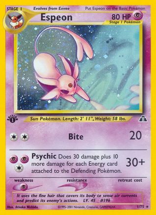 Espeon (1) (1) 001/75  - 1st Edition Holofoil Neo Discovery - Holo Rare