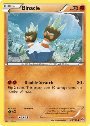 Binacle 048  - Reverse Holofoil XY  Flashfire - Common